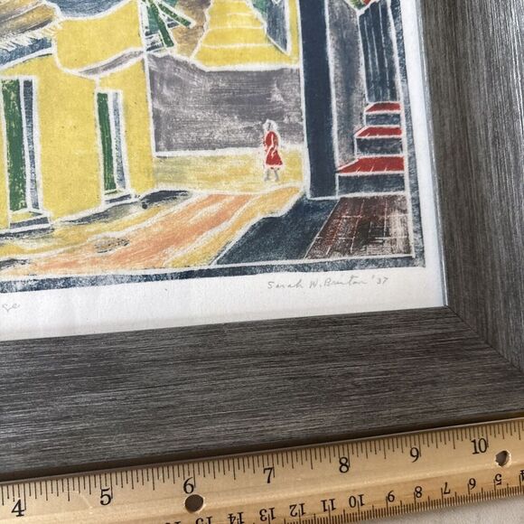 FRAMED PRINT “Sarah W Brinton ‘37” Street in St. George Caribbean Sea - Picture 3 of 6